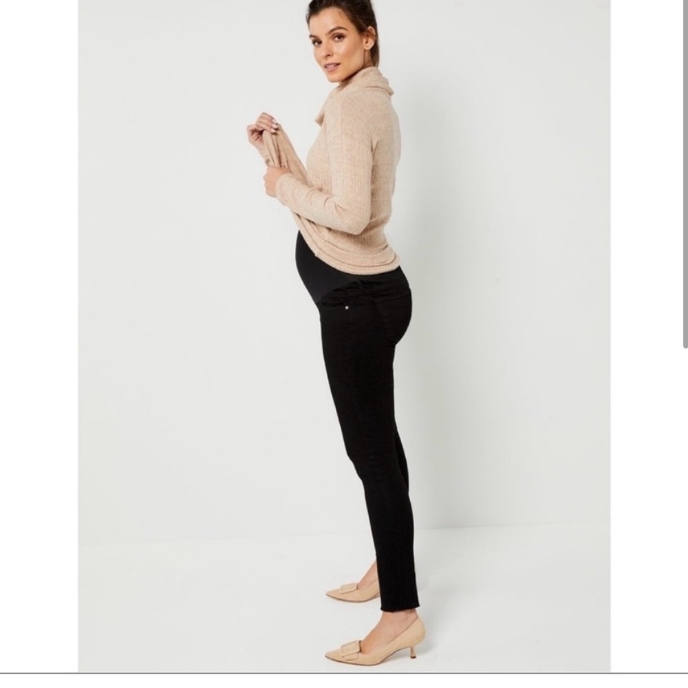 Articles of Society Maternity Over the Belly Black Distressed Jeans - 25
